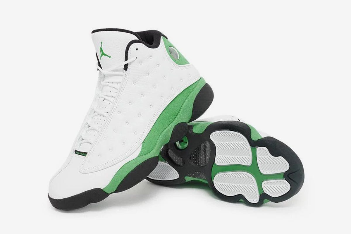 green and white jordan 13's